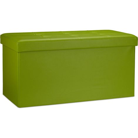 Pouf contenitore pieghevole 38 x 76 x 38 cm con capacità di 85 litri design moderno in ecopelle verde 130005716