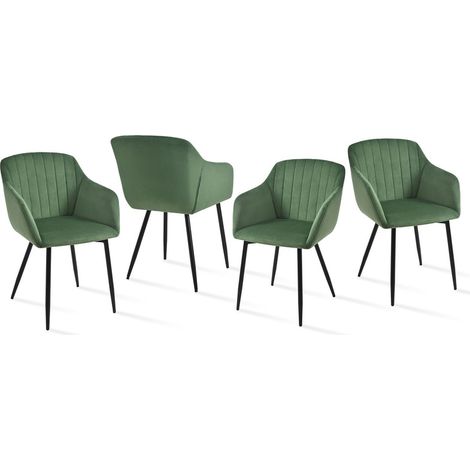 Goeurvant Sedie da pranzo minimaliste con seduta ampia e braccioli ergonomici, combinazione di comfort ed eleganza - Set di 4 - Verde