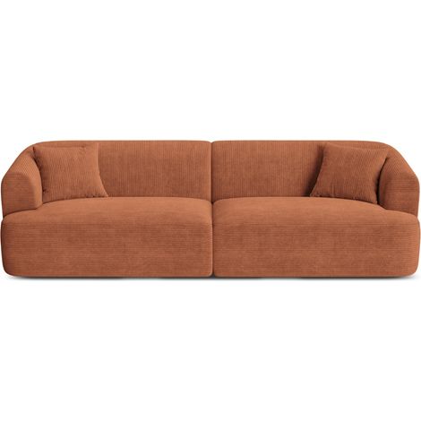 Canapé modulable 4 places en velours côtelé terracotta (1/5)