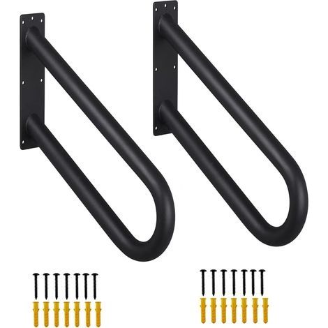 Lot de 2 rampes murales pour marches extérieures, rampes d'escalier robustes en forme de U, pour intérieur et extérieur (1/5)