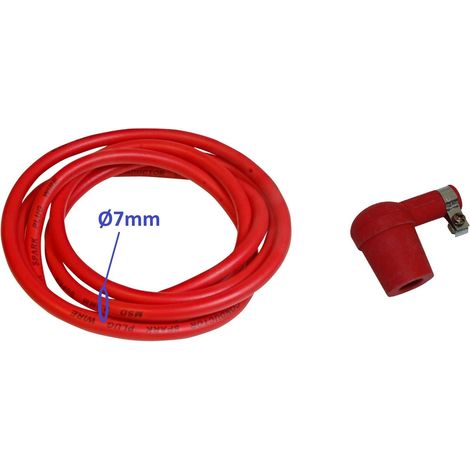 Fil à bougie 7mm rouge + antiparasite universel rouge tondeuse tracteur réparation bricolage
