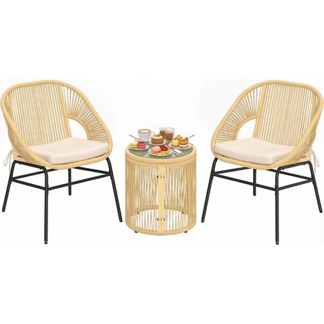 Set lounge da esterno 3 pezzi beige con 2 sedie e tavolino MODENUIT (1/5)