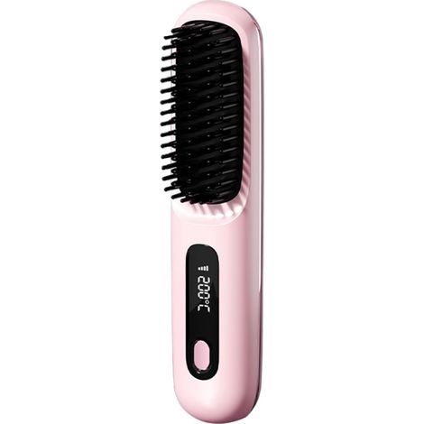 Brosse chauffante coiffante – lisseur thermique, 3 modes, rechargeable, sans fil, écran tactile, styler, volume, démêler, à utiliser à la maison ou en voyage, pour femmes, adolescentes et boucles