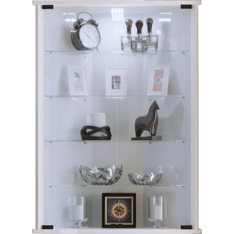 Ebuy24 – Meuble d'affichage mural Eckvitrine Vecko 88x67x23 – Verre de sécurité ESG – Montage mural rapide – Design intemporel pour salon