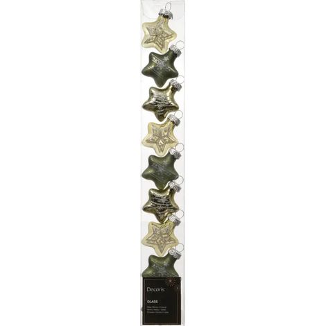 Estrellas de Navidad en vidrio verde pino, pack de 9, 3 cm (1/3)