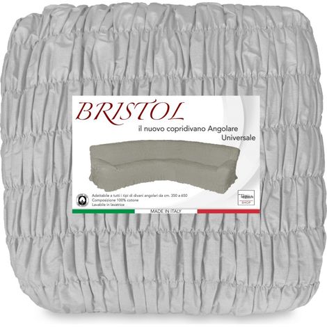 COPRIDIVANO ANGOLARE UNIVERSALE BRISTOL GRIGIO CHIARO UNITO (1/5)