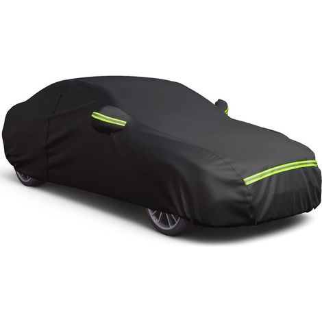 Car Cover with Right Zipper, Anti-UV, Waterproof, Windproof, Dustproof, Anti-Scratch, L - (470-180-150), Black (1/5)