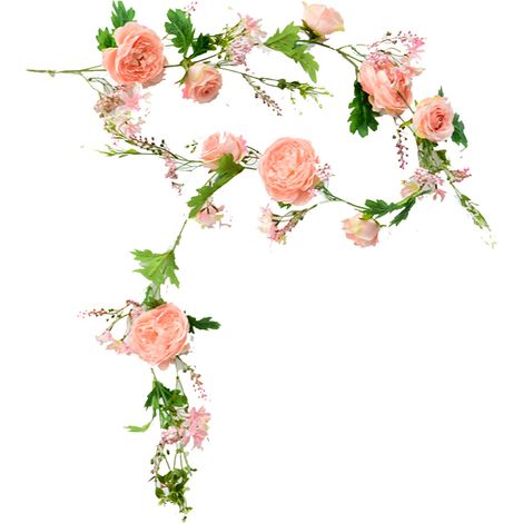 Künstliche Rosengirlanden, künstliche Blumengirlanden, Hotelwanddekorationen, Zäune zur Verkleidung von Klimaanlagenabluftrohren, rosa Plastikblumen, ca. 1,8 Meter lang. (1/5)