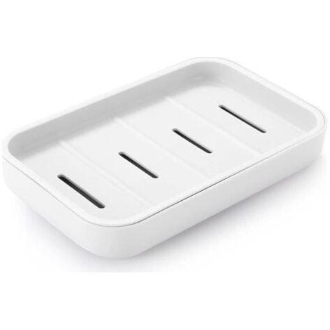 (blanc) Porte-savon de salle de bain avec égouttoir, économiseur de savon pour la douche, nettoyage facile, sec, empêche le savon mousseux (1/5)
