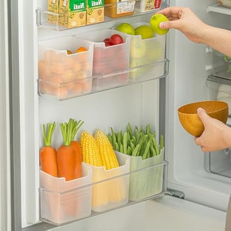 Lot de 6 boîtes de rangement en plastique pour porte latérale de réfrigérateur - Bacs de rangement peu encombrants pour fruits et légumes (petite taille) (1/5)