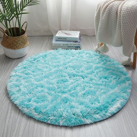 Tapis Moelleux au Sol Fausse Fourrure Moelleux Tapis Gradient Décoratif Tapis De Sol pour Chambre Salon Salle À Manger 40x60cm,Carré Bleu (1/5)