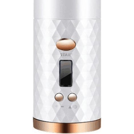 Boucleur de cheveux automatique rechargeable, chauffe rapide, fer à friser rotatif portable pour femme et fille, blanc (1/4)
