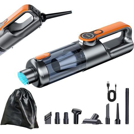Tragbarer, kabelloser Autostaubsauger – 17.000 Pa 2-in-1-Luftpumpe – USB-Typ-C-Ladegerät – Reinigungswerkzeug für Autodekor und Tierhaare – Autoreiniger (1/5)