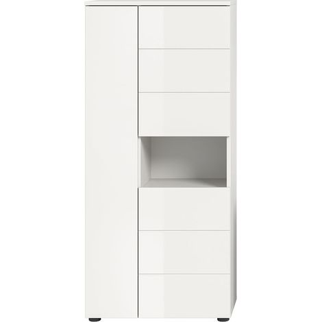 Vira Badschrank 3 Türen 1 Fach weiß Hochglanz, weiß.