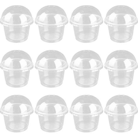 Lot de 20 tasses à gâteaux jetables avec couvercles, pour desserts, crèmes glacées et salades.-9.50X9.50X6.40CM-transparent (1/3)