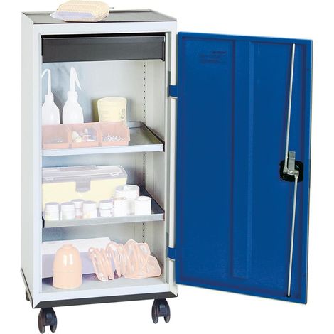 Stumpf Werkzeug- und Materialschrank Serie 3000 lichtgrau / enzianblau + 1 Schublade 100 mm + 2 Auszugsböden Rolluntersatz - 3093174 (1/5)