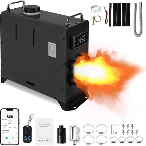 Jiubiaz Diesel Standheizung Luftheizung 12/24 V 8 kW 4-Auslass, Dieselheizung Air Heater Lufterhitzer mit Bluetooth App LCD-Display & Fernbedienung Schwarz (1/5)