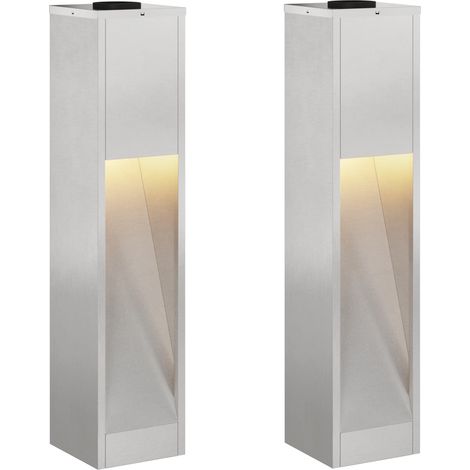 Solar LED Wegeleuchte 2 pcs Silber Edelstahl vidaXL