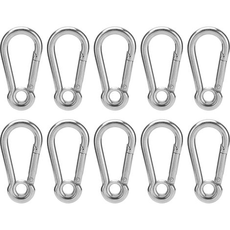 10Pcs Snap Hook Stainless Steel Safety Rope Spring Carabiner Hanging Buckle AccessoriesM7(7mm)