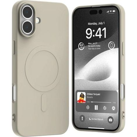 Funda Mercury MagSafe de silicona semipermanente para iPhone 16 Plus, 6,7 stone.