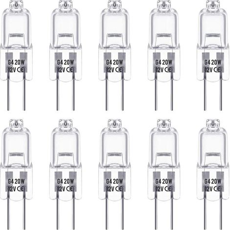 G4-Halogenlampen, 12 V, 20 W, Stiftsockel, warmweiß (2800 K), dimmbar, Niedervolt-Halogenlampe, klare Kapsellampe, 10er-Packung (56 V) (1/5)