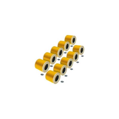 10x pleated filters compatible with Kärcher WD 2.200, WD 2.240, SE 4002, WD 2.400 M, VC6000, WD1, WD 2, WD 2.250 vacuum cleaner - yellow MUMU (1/4)