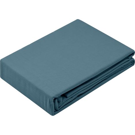 Drap Housse Taille 180x200 cm 100% Coton Biologique Couleur Bleu Modèle Horizon Linge de lit pour Maison Doux et Confortable (1/5)
