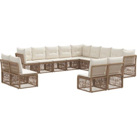 Gartensofa-set 13 pcs Beige Poly-Rattan vidaXL