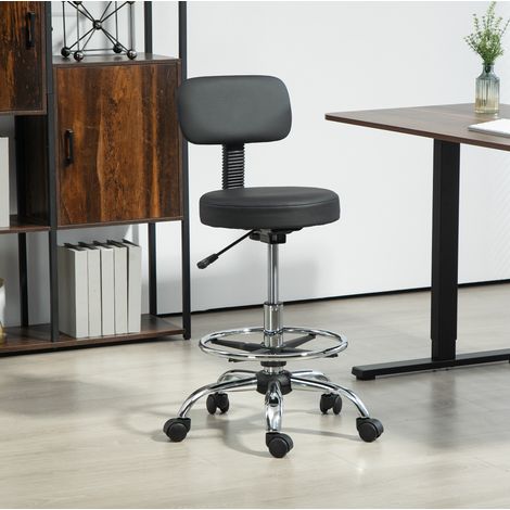 Silla de escritorio regulable con reposapiés negra OKMYHOME (1/5)