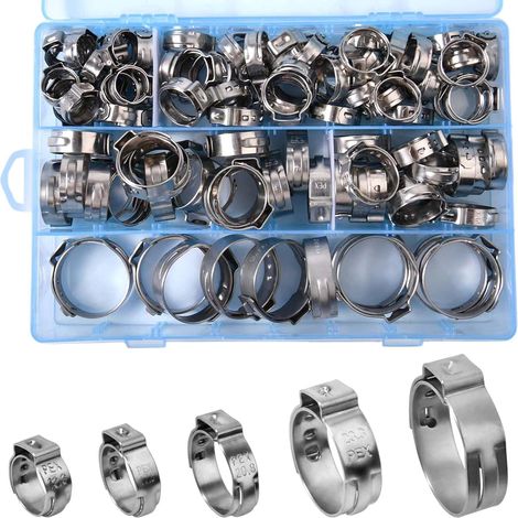 120 pièces de colliers de serrage Pex Cinch 3/8 1/2 5/8 3/4 1 pouce 304 en acier inoxydable Colliers de serrage à sertir Colliers de serrage Pex (1/4)