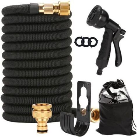 Tuyau Arrosage Extensible 15m/50ft, Tuyau d'Arrosage Flexible avec 8 Types De Jets, Tuyaux d'Arrosage Avec Raccords En Laiton Massif Et Noyau En Latex à 4 Compartiments, Tuyau d’Eau Réglable