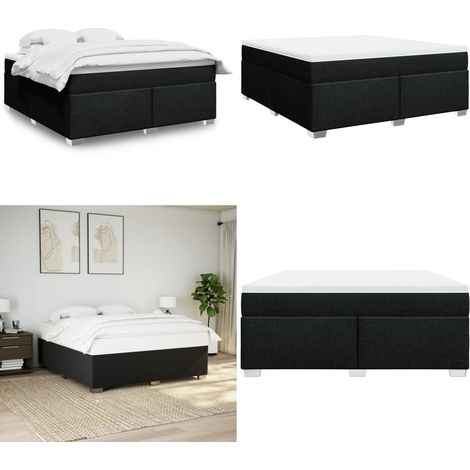 vidaXL Sommier à lattes de lit avec matelas Noir 180x200 cm Tissu (1/5)