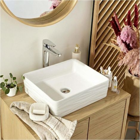 Lavabo sobreponer L.47 x H.12 x P.36 cm blanco PIA