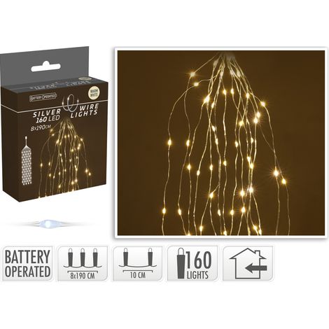 CASCATA 160 MICRO LED, 80X190CM, BIANCO CALDO, NATALE, LUCI DI NATALE