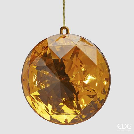 EDG Enzo De Gasperi Decoro Diamante Rotondo di Natale da Appendere D 16 Cm L 8,5 Cm Pp Gold