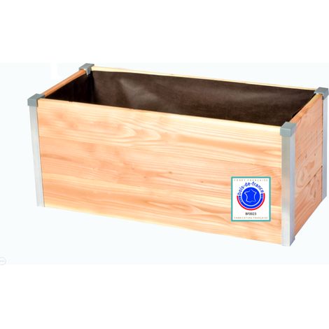Jardinière en bois douglas non traité 75cm x 35cm x 36cm – 84L – Assemblage facile sans outils – Angles en aluminium recyclable – Mon Petit Potager (1/3)