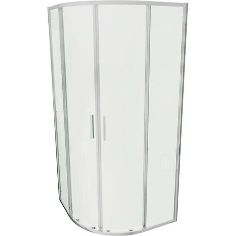 Cabine de douche semi-circulaire 90x90cm Slim Profiles Chrome 6mm Verre Transparent h190 - Réversible Mod. Portofino