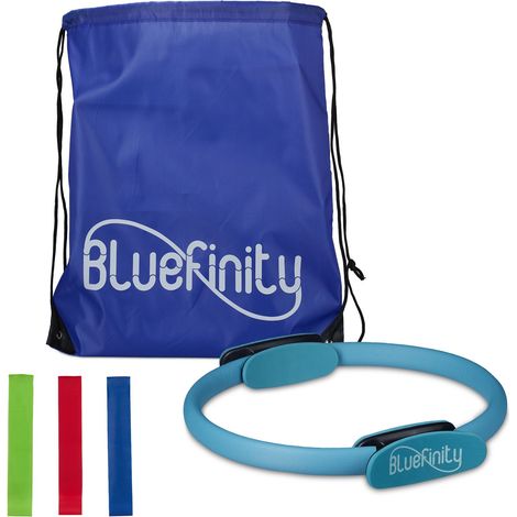 Bluefinity Anello da Pilates, 3 Fasce di Resistenza, Allenamento Palestra Cosce e Gambe, Ø 39cm, Fitness Ring, Yoga, Blu (1/5)