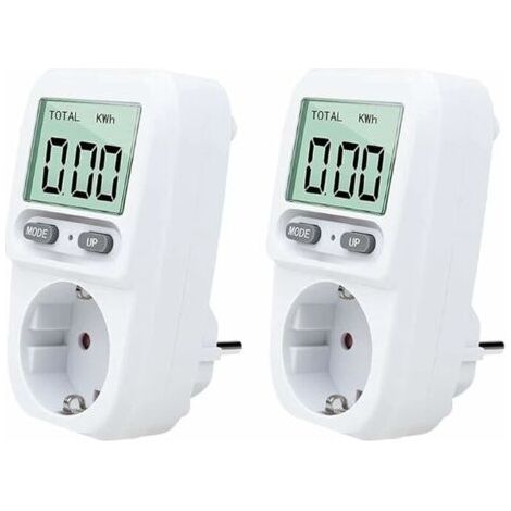 2PC Wattmetre Prise, Intelligente Portable Prise Compteur D'énergie avec L'écran D'affichage à Cristaux Liquides, Protection Contre Les Surcharges, Puissance Maximum 3680W, pour Domicile (1/5)