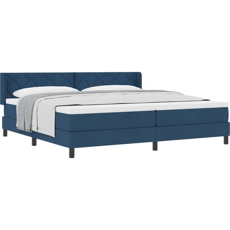 Maison Exclusive - Lit à ressorts avec tête de lit Bleu 200 x 200 cm tissu (1/5)