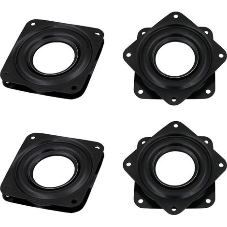 4 Pcs Plaque Pivotante à Roulement Carré, 360 °Plaque Pivotante à Roulement à Billes pour Bureau Usines Cuisine(Noir) Oi-FRIS (1/5)