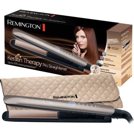 Remington Keratin Therapy Pro Haarglätter, Hochleistungs-Keramikplatten, schnelles Aufheizen, professioneller Lockenstab, 5 Heizstufen (1/4)