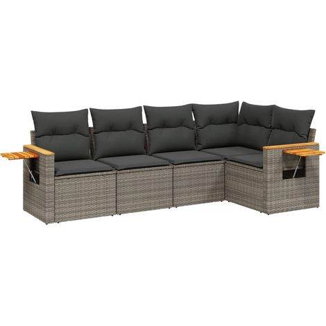 Maison Exclusive - 5-tlg. Garten-Sofagarnitur mit Kissen Grau Pol