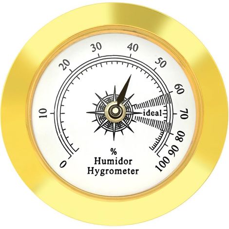 1 Hygromètre Alliage, Cadre Rond Doré 38mm, Pour Cave À Cigares, Guitare, Serre (1/5)