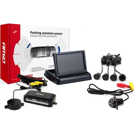 Kit de sensores de estacionamiento TFT02 de 4,3" con cámara HD-305-LED, 4 sensores, negro "dorado" (1/5)