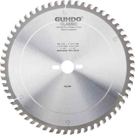 Guhdo Kreissägeblatt 303x3,2x30 mm Hohlzahn Z60 DH für Plattenwerkstoffe HW (1/3)