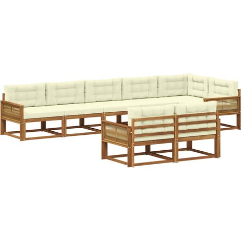 Conjunto de sofás de exterior 8 uds. Natural y Crema vidaXL (1/5)