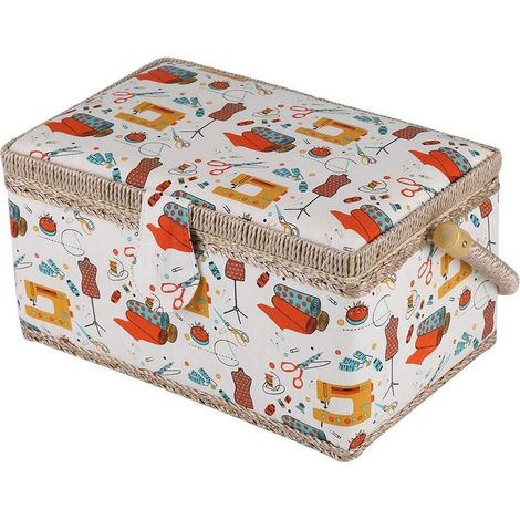 Panier à couture en tissu, boîte de rangement pour loisirs créatifs, organisateur de rangement pour la maison avec poignée (1/5)