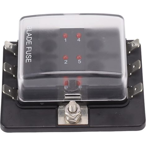 Boîte à Fusibles, DC32V Boîte à Fusibles De Voiture ATC ATO Bloc De Fusibles à Lame étanche avec Indicateur LED pour Automobiles Et Navires(6 Way) (1/5)