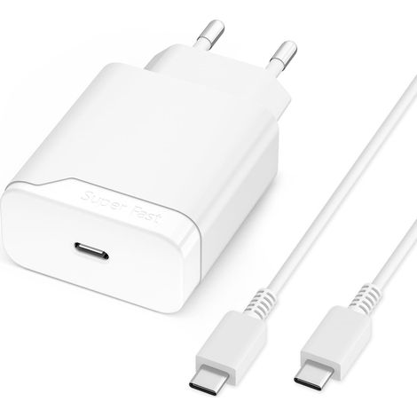 25W Chargeur Rapide Prise USB Type C Quick Charge Adaptateur Secteur avec Cable 1.5M pour 26 25 24 23 22 21 20 FE Téléphone Portable (1/5)